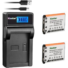 Kastar Battery (X2) & Slim LCD Charger Replacement for FNP-45, EN-EL10, LI-42B LI-40B, KLIC-7006 K7006, CNP-80 CNP80, D-Li63, D-Li108, Ricoh DS-6365 Battery.