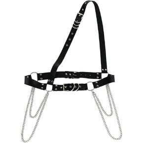 Women's Waist Belt Punk Rock Leather Body Straps Harness Belt Adjustable Rock Chain Leather Belt