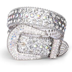 Oyifan Men Women Rhinestone Belt Women Western Men Cowboy Fashion Belts Bling Crystal Studded Luxury Belts Jeans Style