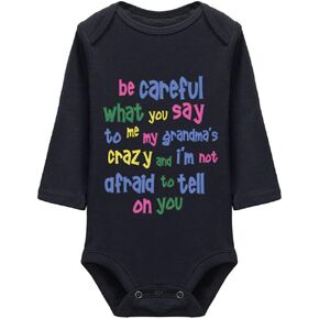 Be Careful What You Say to Me My Grandma's Crazy Letter Print Baby Apparel Bodysuits