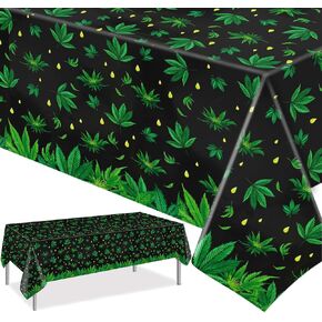 PHOGARY 2 Pieces Tropical Weed Tablecloth Leaves Tablecloth Disposable Plastic Table Covers for Hawaiian Weed Jungle Safari Animal Themed Birthday Party Decorations, 220 x 130cm