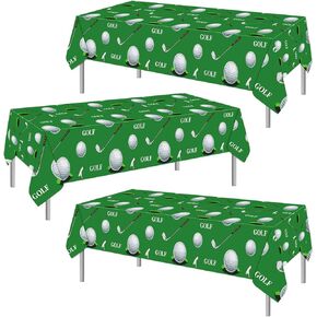 PHOGARY 3 Pieces Golf Tablecloth Golf Party Decorations, Golf Themed Table Cloth Rectangle Plastic Disposable Golf Table Cover Golf Party Supplies for Birthday Party Picnic Sport Events