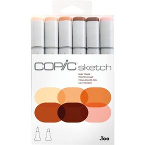 Copic Sketch, Alcohol Markers, 6pc Set, Skin Tone Edition (Discontinued in 2020)