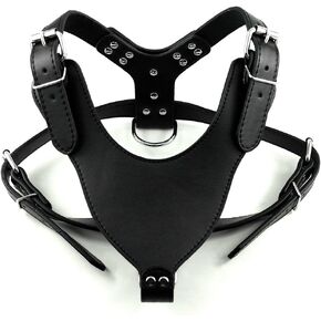 Soft Leather Dog Harness Large Pitbull Mastiff Boxer Bully Chest for 26~34" Adjustable (Black) in Kuwait