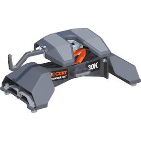 CURT 16594 PowerRide 30K 5th Wheel Hitch, 30,000 lbs, Select Ford F-250, F-350, F-450 Super Duty, 8-Foot Bed Puck System, Gray
