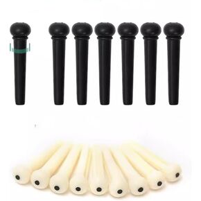 24 Pcs Acoustic Guitar Bridge Pins Guitar Saddle Nut 6 Strings Nail Pegs Fixed Cone acoustic Guitar Pegs Replacement Parts Tool ，Ivory & Black