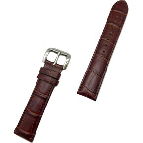 19mm Dark Brown Genuine Leather Watchband | Square Alligator Crocodile Grained, Lightly Padded Replacement Watchstrap that brings New Life to Any Watch (Mens Standard Length)