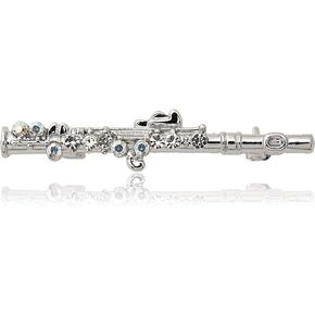 Rhinestone Flute Brooch Pin