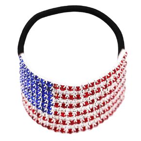 Rosemarie Collections Women's Sparkling Crystal Rhinestone USA Flag Ponytail Hair Tie Band Voting Day Accessory