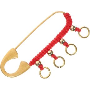 Chinese Vintage Brooch Pin, Retro Amulet Safety Pin Brooch with 4 Loops, Feng Shui Brass Protection Brooch Pin for women
