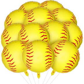 Jecery Softball Foil Balloons Softball Party Favors Round Balloons Sports Themed Party Backdrop for Birthday Baby Shower Boys Girls Decorations