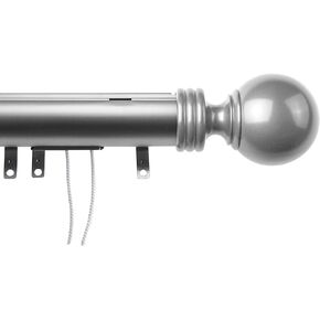 Rod Desyne Sophia Decorative Traverse Rod w/Sliders, 84-156 inch, Satin Nickel
