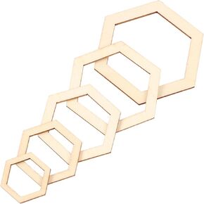 205Pcs Hexagonal Wooden Cutouts Blank Wood Pieces Wooden Cutouts Embellishments for DIY Arts Craft Project, Picture Photo Frame Decor in Kuwait