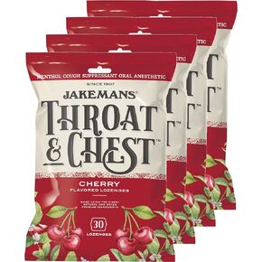 Jakemans Cherry Throat & Chest Lozenges Cough Drops (4 Pack)