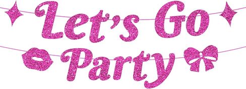 Let's Go Party Pink Glitter Banner, 5 Ft. | Bachelorette Party Decorations, Pink Birthday Party Decorations, Cute Photo Backdrop, 21st Bday Supplies in Saudi Arabia