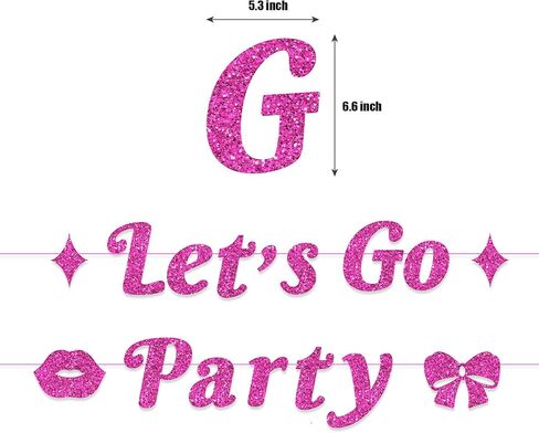 Let's Go Party Pink Glitter Banner, 5 Ft. | Bachelorette Party Decorations, Pink Birthday Party Decorations, Cute Photo Backdrop, 21st Bday Supplies in Saudi Arabia