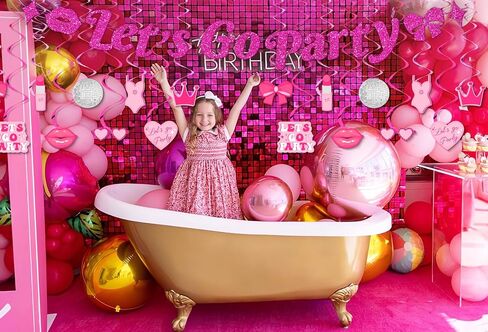Let's Go Party Pink Glitter Banner, 5 Ft. | Bachelorette Party Decorations, Pink Birthday Party Decorations, Cute Photo Backdrop, 21st Bday Supplies in Saudi Arabia