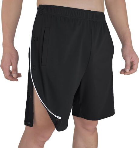 Tear Away Shorts for Men Post Surgery Shorts Snap Knee Leg Hip Surgical Recovery Short Pants Leg Side Open Shorts in Kuwait