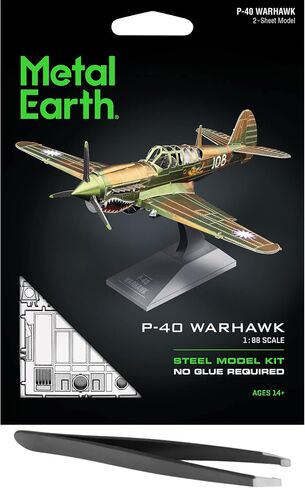 Metal Earth Fascinations P-40 Warhawk 3D Metal Model Kit Bundle with Tweezers in Saudi Arabia