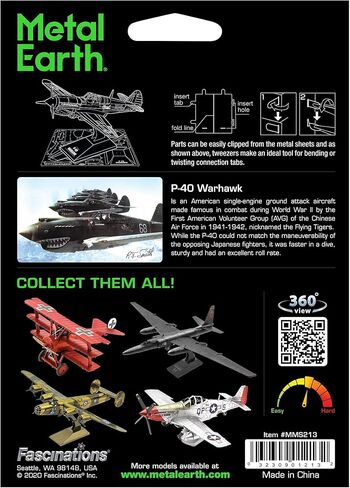 Metal Earth Fascinations P-40 Warhawk 3D Metal Model Kit Bundle with Tweezers in Saudi Arabia