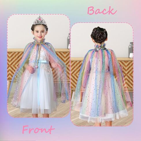 Princess Cape Girls Princess Cloak with Crown, Tulle Princess Dress Cape for Girls Birthday Party Halloween Dressing Up in Saudi Arabia