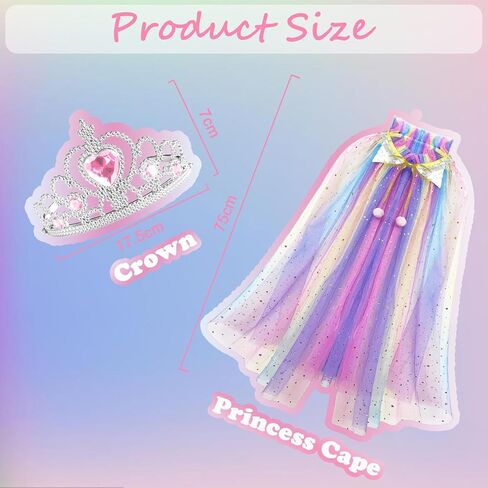 Princess Cape Girls Princess Cloak with Crown, Tulle Princess Dress Cape for Girls Birthday Party Halloween Dressing Up in Saudi Arabia