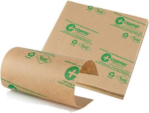 Anti Rust VCI Paper Sheets - 6 by 6 inches - 35# Gauge - Cortec VpCI-146 Rust Inhibitor Kraft Paper for Metal Protection(Pack of 100) in Saudi Arabia
