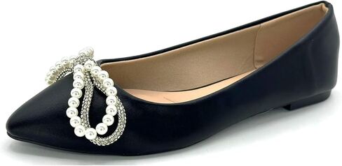 Women's Ballet Flats Rhinestone Bow Slip on Flat Ballerina Shoes in Kuwait