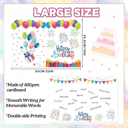 Jumbo Birthday Card Giant Guest Book, 14 x 22 inches Giant Large Birthday Greeting Cards for Girl Boy Birthday Supplies, Including Envelope(White) in Saudi Arabia