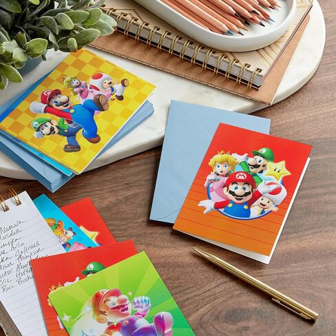 Hallmark Super Mario Bros Valentines Day Cards and Mailbox for Kids School Classroom Exchange (1 Box, 32 Valentine Cards, 35 Stickers, 1 Teacher Card) in Saudi Arabia