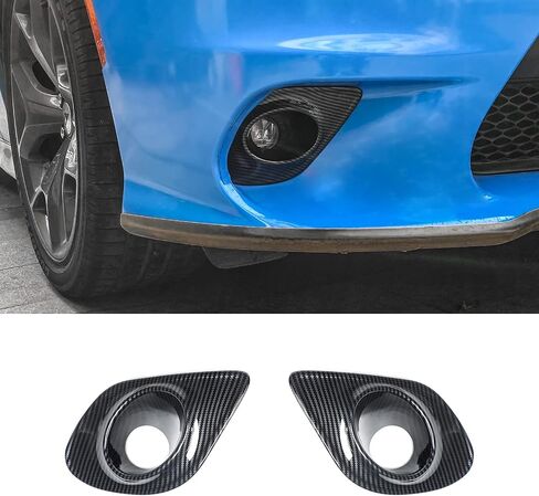 Hoolcar Front Fog Light Covers Lamp Foglight Trim Accessories for Dodge Charger 2015-2021 (Carbon Fiber) in Saudi Arabia