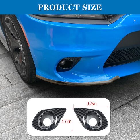 Hoolcar Front Fog Light Covers Lamp Foglight Trim Accessories for Dodge Charger 2015-2021 (Carbon Fiber) in Saudi Arabia
