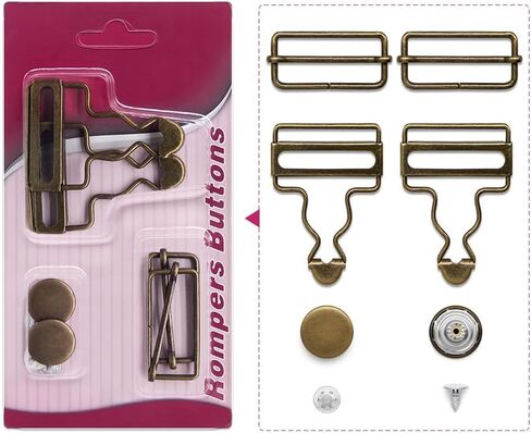 أبازيم SEMINI الشاملة مع أزرار بدون خياطة حمالة نحاسية بديلة أبازيم لملابس المريله والسراويل الجينز in Kuwait