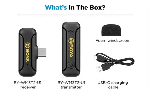 BOYA BY-WM3T2-U1 Wireless Lavalier Microphone for Android USB C Smartphone Tablet Noise Cancellation, 164ft Transmission, Wireless Lapel Podcast Microphone Mic for Video Recording, Vlogging in Saudi Arabia