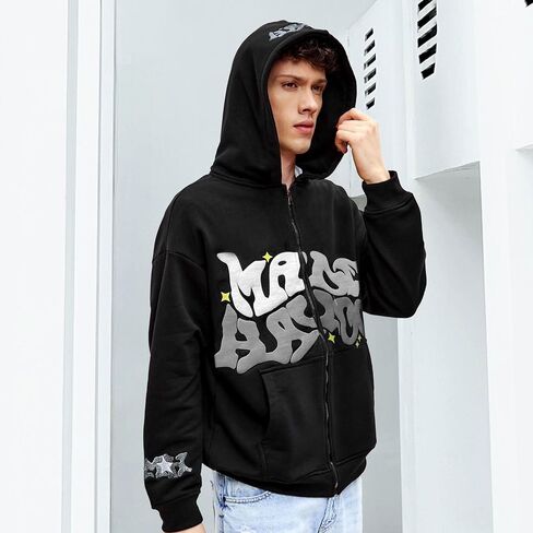 Y2K Hoodie for Women Men Grunge Aesthetic Sweatshirt Hoodies Casual Zip-up Oversized Sweatshirt Harajuku Jacket in Saudi Arabia