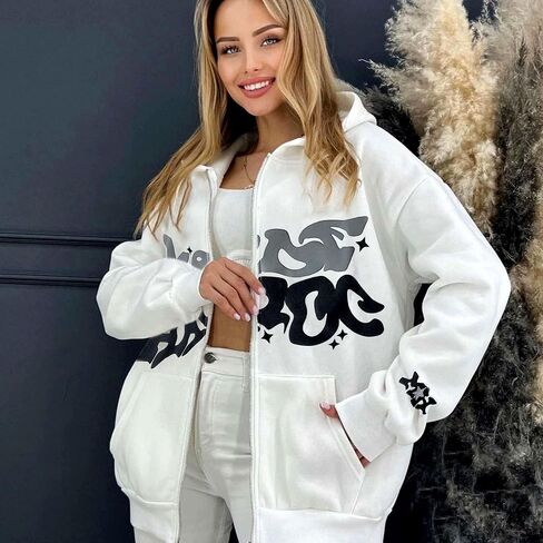 Y2K Hoodie for Women Men Grunge Aesthetic Sweatshirt Hoodies Casual Zip-up Oversized Sweatshirt Harajuku Jacket in Saudi Arabia