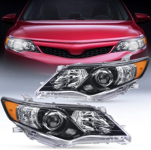 Nilight Headlight Assembly for 2012 2013 2014 Toyota Camry L/LE/XLE/Hybrid LE XLE Headlamps Replacement Black Housing Amber Reflector Driver and Passenger Side in Saudi Arabia