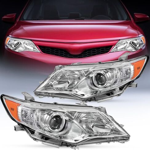 Nilight Headlight Assembly for 2012 2013 2014 Toyota Camry L/LE/XLE/Hybrid LE XLE Headlamps Replacement Black Housing Amber Reflector Driver and Passenger Side in Saudi Arabia