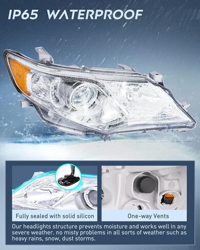 Nilight Headlight Assembly for 2012 2013 2014 Toyota Camry L/LE/XLE/Hybrid LE XLE Headlamps Replacement Black Housing Amber Reflector Driver and Passenger Side in Saudi Arabia