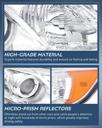 Nilight Headlight Assembly for 2012 2013 2014 Toyota Camry L/LE/XLE/Hybrid LE XLE Headlamps Replacement Black Housing Amber Reflector Driver and Passenger Side in Saudi Arabia