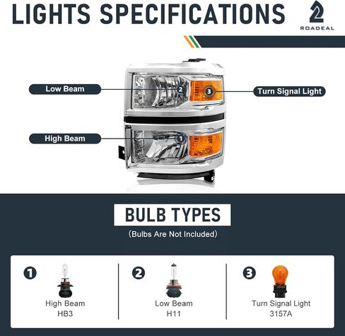 for 2014-2015 Chevy Silverado 1500 Pickup Headlight Assembly OE Reflector Headlamp Replacement L+R GM2502389/GM2503389 in Saudi Arabia