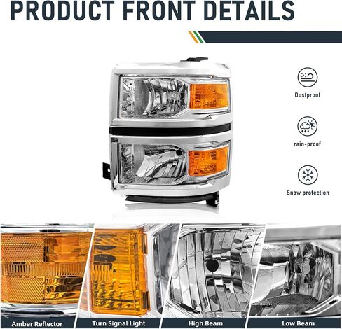 for 2014-2015 Chevy Silverado 1500 Pickup Headlight Assembly OE Reflector Headlamp Replacement L+R GM2502389/GM2503389 in Saudi Arabia
