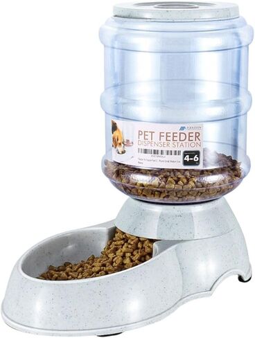 Flexzion Automatic Pet Feeder & Waterer Set of 2 Pack, Self Feeding Replenish Dog Cat Bowls, Gravity Food & Water Storage Container Fountain Jug Pet Supplies Plastic Skid Proof Rubber Feet (1 Gallon) in Kuwait