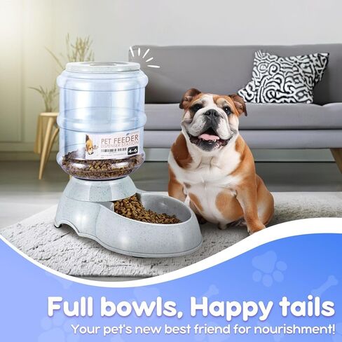 Flexzion Automatic Pet Feeder & Waterer Set of 2 Pack, Self Feeding Replenish Dog Cat Bowls, Gravity Food & Water Storage Container Fountain Jug Pet Supplies Plastic Skid Proof Rubber Feet (1 Gallon) in Kuwait