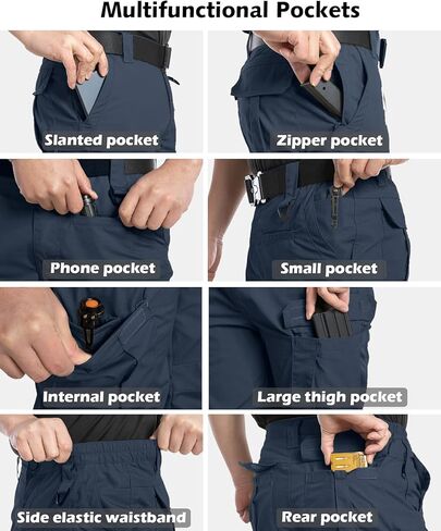 NAVEKULL Men's Outdoor Tactical Pants Lightweight Ripstop Military Hiking Work Cargo Pants with 9 Pockets in Kuwait