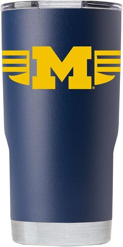 كوب Gametime Sidekicks Michigan 20oz Navy Tumbler - مرخص رسميًا، 18/8 من الفولاذ المقاوم للصدأ، جدار مزدوج، معزول بالفراغ، شعارات مطبوعة بالأشعة فوق البنفسجية LED، بدون عرق، يبقى ساخنًا/باردًا - 360 التفاف in Saudi Arabia