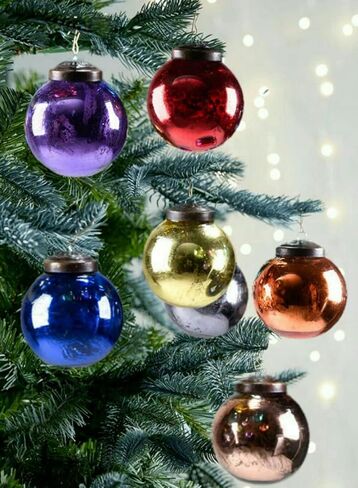 Serene Spaces Living 12pcs Multicolor Mercury Glass Ornament Set, Christmas Decorations, 2" Diameter in Saudi Arabia