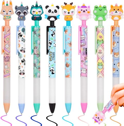 Erasable Gel Pens, 10 Colors Retractable Cartoon Erasable Pens Clicker Fine Point 0.5mm, Make Mistakes Disappear, Assorted Color Inks for Journaling Drawing Writing Planner in Saudi Arabia