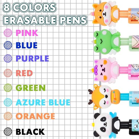 Erasable Gel Pens, 10 Colors Retractable Cartoon Erasable Pens Clicker Fine Point 0.5mm, Make Mistakes Disappear, Assorted Color Inks for Journaling Drawing Writing Planner in Saudi Arabia