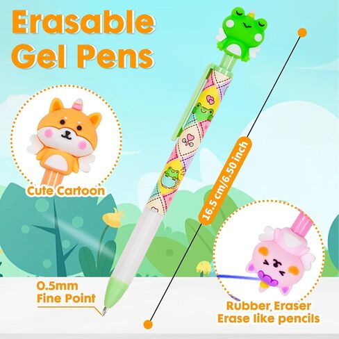 Erasable Gel Pens, 10 Colors Retractable Cartoon Erasable Pens Clicker Fine Point 0.5mm, Make Mistakes Disappear, Assorted Color Inks for Journaling Drawing Writing Planner in Saudi Arabia